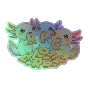 Axolotl RPG-Cookie Party - Holografische Kiss-Cut Aufkleber 8x8cm | 10x10cm | 14x14cm