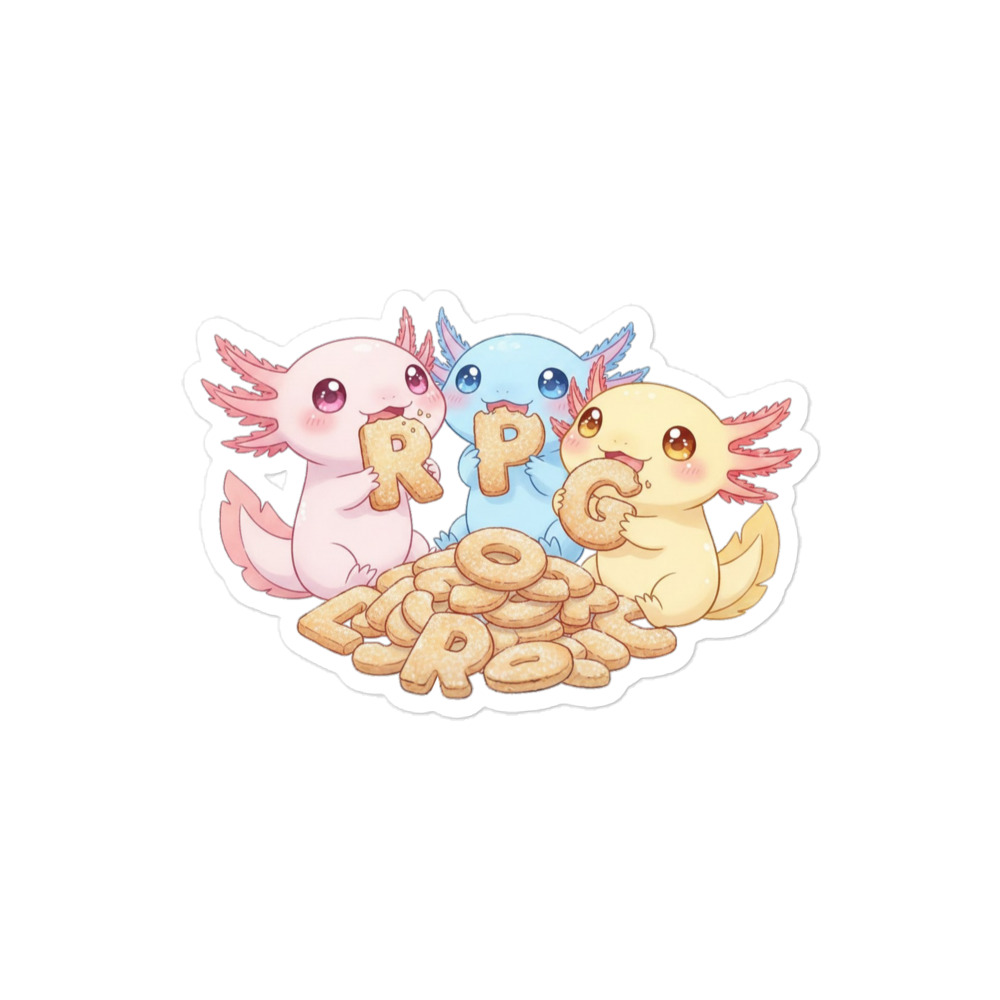 Axolotl RPG-Cookie Party - Blasenfreie Aufkleber 3″×3″ | 4″×4″ | 5.5″×5.5″ | 15″×3.75" – Bild 2