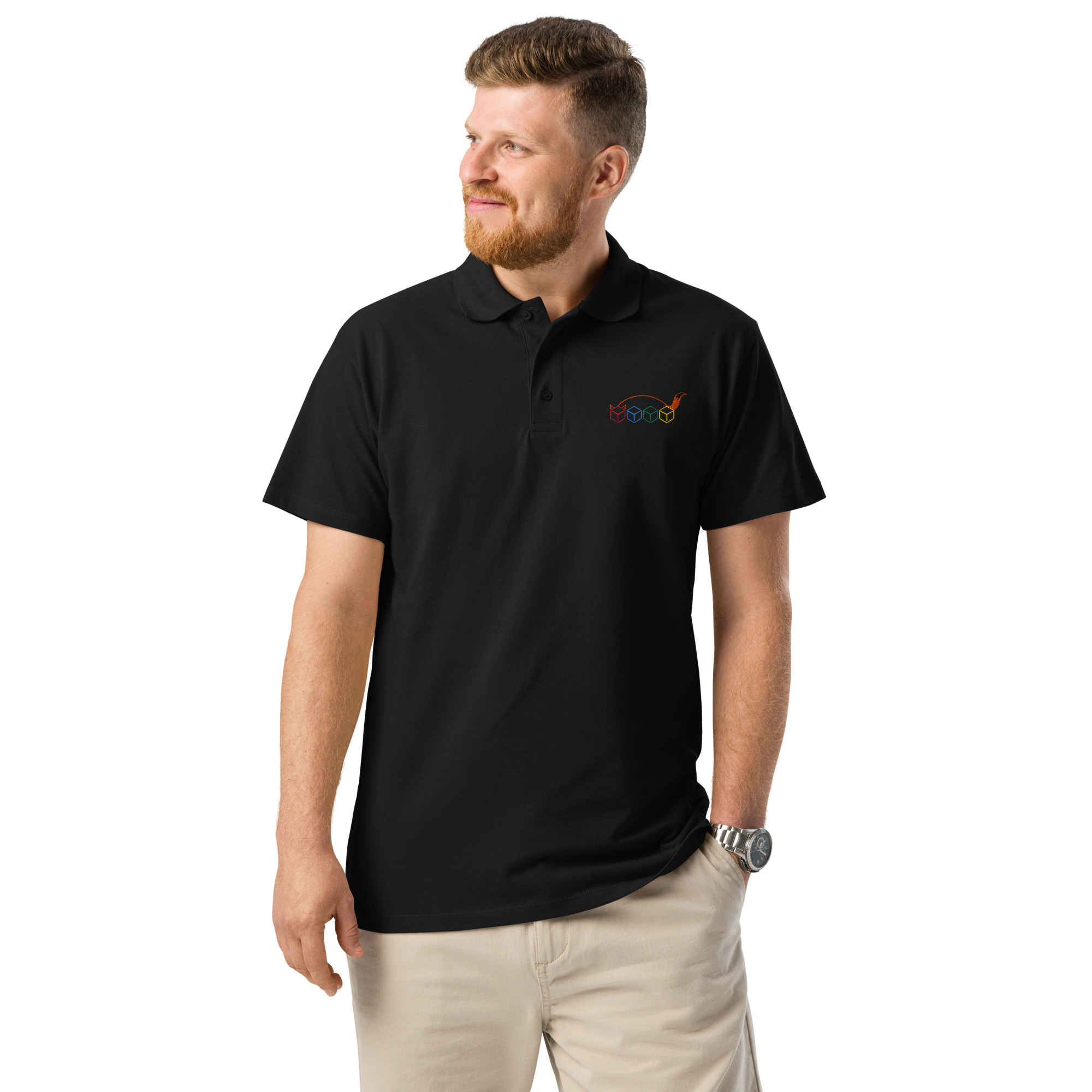 Würfelfuchs-Logo – Premium-Piqué-EMB-Poloshirt – Bild 15