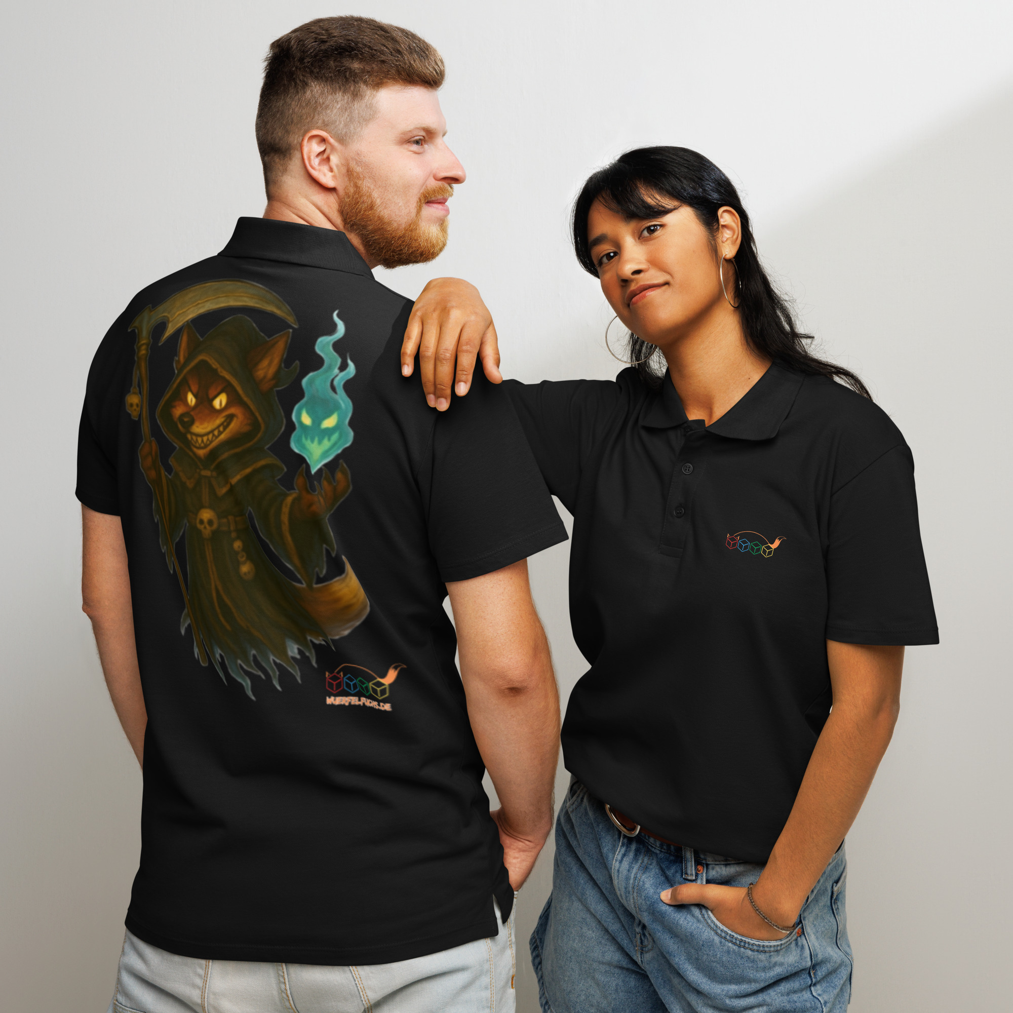 Fox Reaper – Premium-Piqué-DTF-Poloshirt mit Werbung
