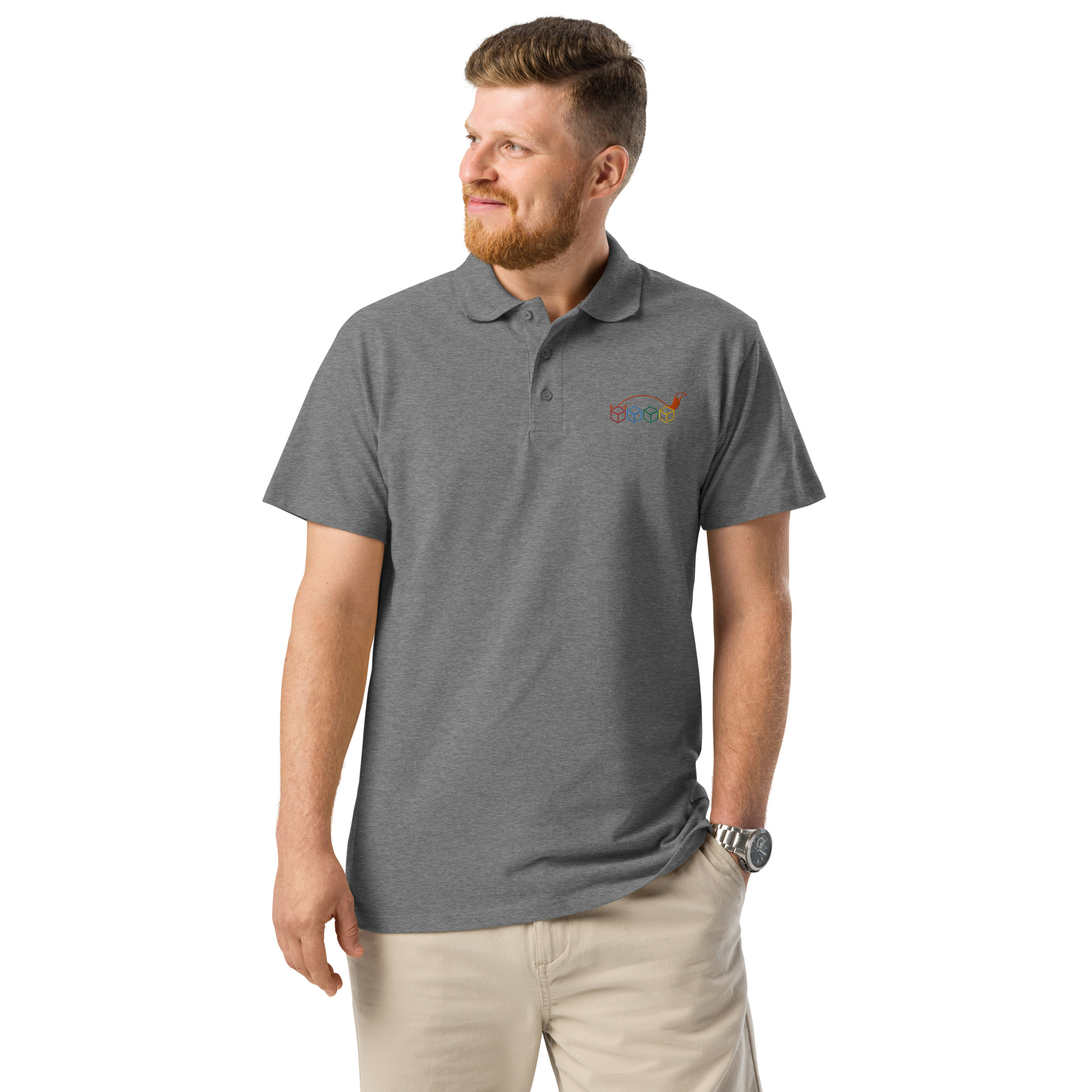 Würfelfuchs-Logo – Premium-Piqué-EMB-Poloshirt – Bild 19