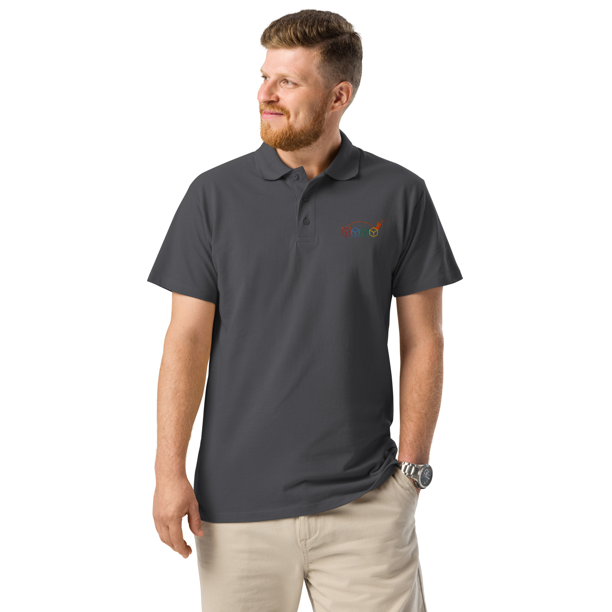 Würfelfuchs-Logo – Premium-Piqué-EMB-Poloshirt – Bild 18