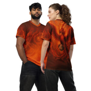 Flammenmeer mit Phoenix  - Recyceltes AOP-Unisex-Trikot