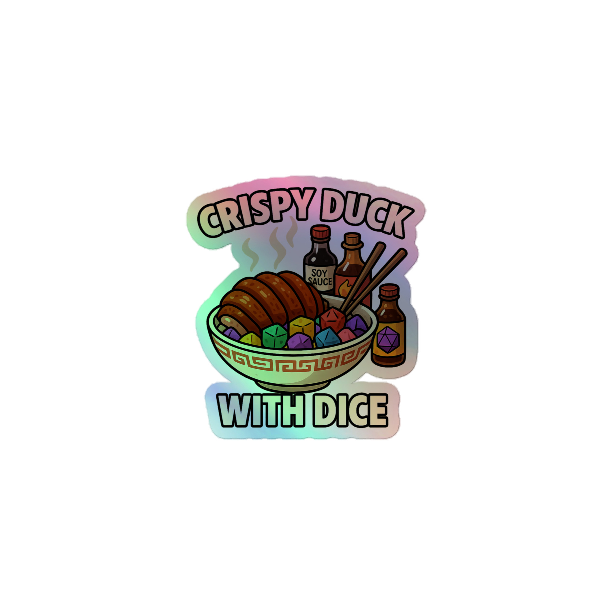 Crispy Duck with Dice - Holografische Kiss-Cut Aufkleber 8x8cm | 10x10cm | 14x14cm – Bild 3