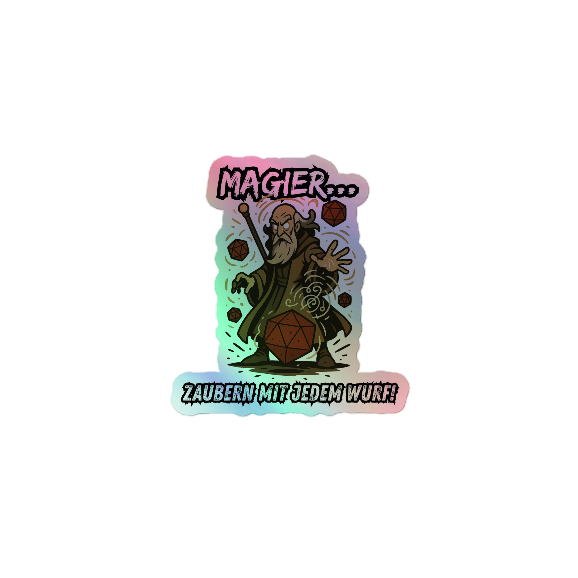 Magier zaubern mit jedem Wurf - Holografische Kiss-Cut Aufkleber 8x8cm | 10x10cm | 14x14cm – Bild 3