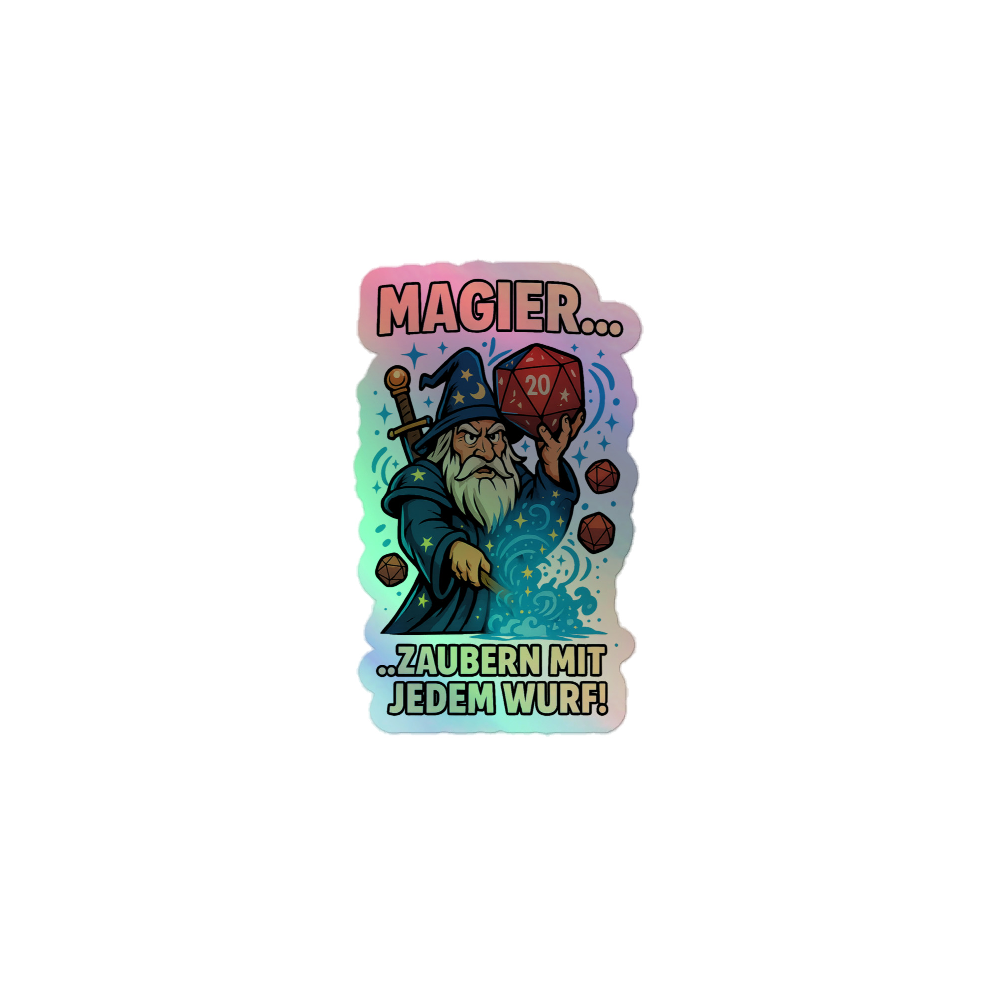 Magier zaubern - Holografische Kiss-Cut Aufkleber 8x8cm | 10x10cm | 14x14cm – Bild 3