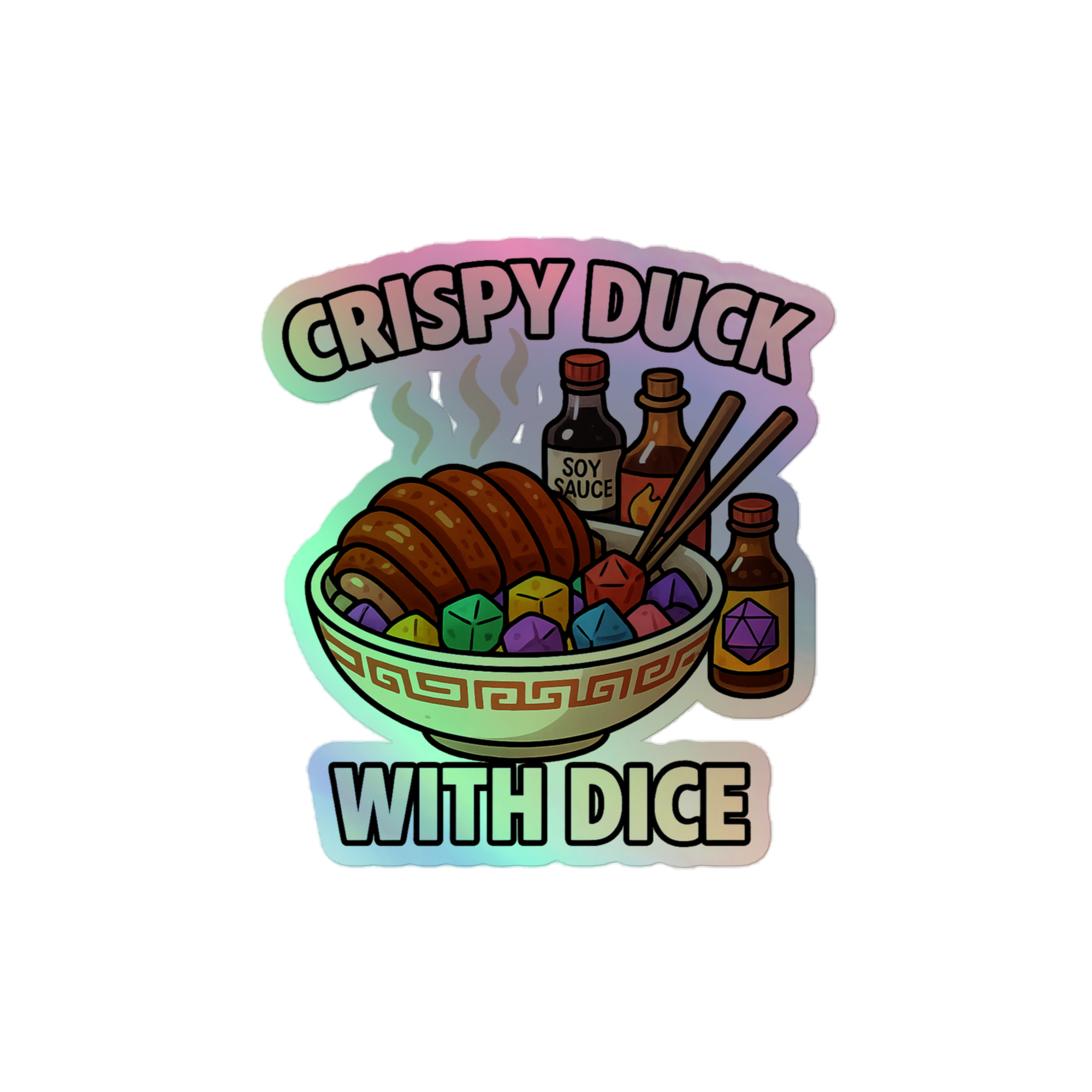 Crispy Duck with Dice - Holografische Kiss-Cut Aufkleber 8x8cm | 10x10cm | 14x14cm – Bild 2