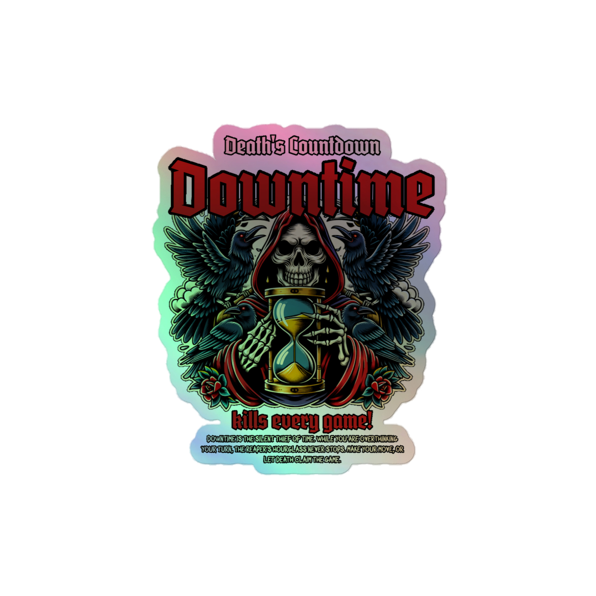 Death’s Countdown – Dark Fantasy - Holografische Kiss-Cut Aufkleber 8x8cm | 10x10cm | 14x14cm – Bild 2