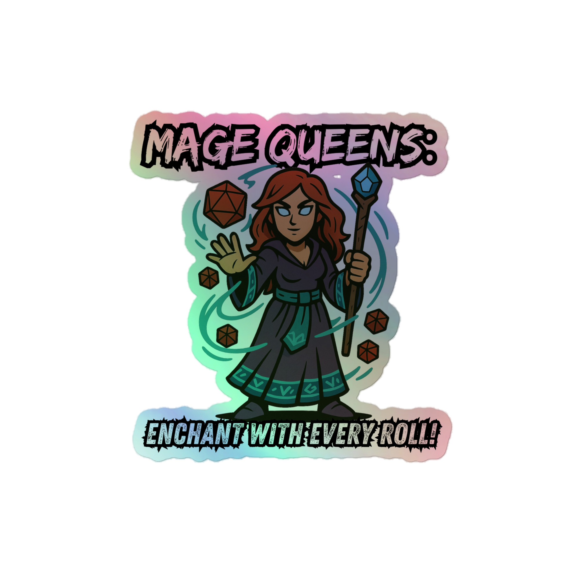 Mage Queens roll with Attitude - Holografische Kiss-Cut Aufkleber 8x8cm | 10x10cm | 14x14cm – Bild 2