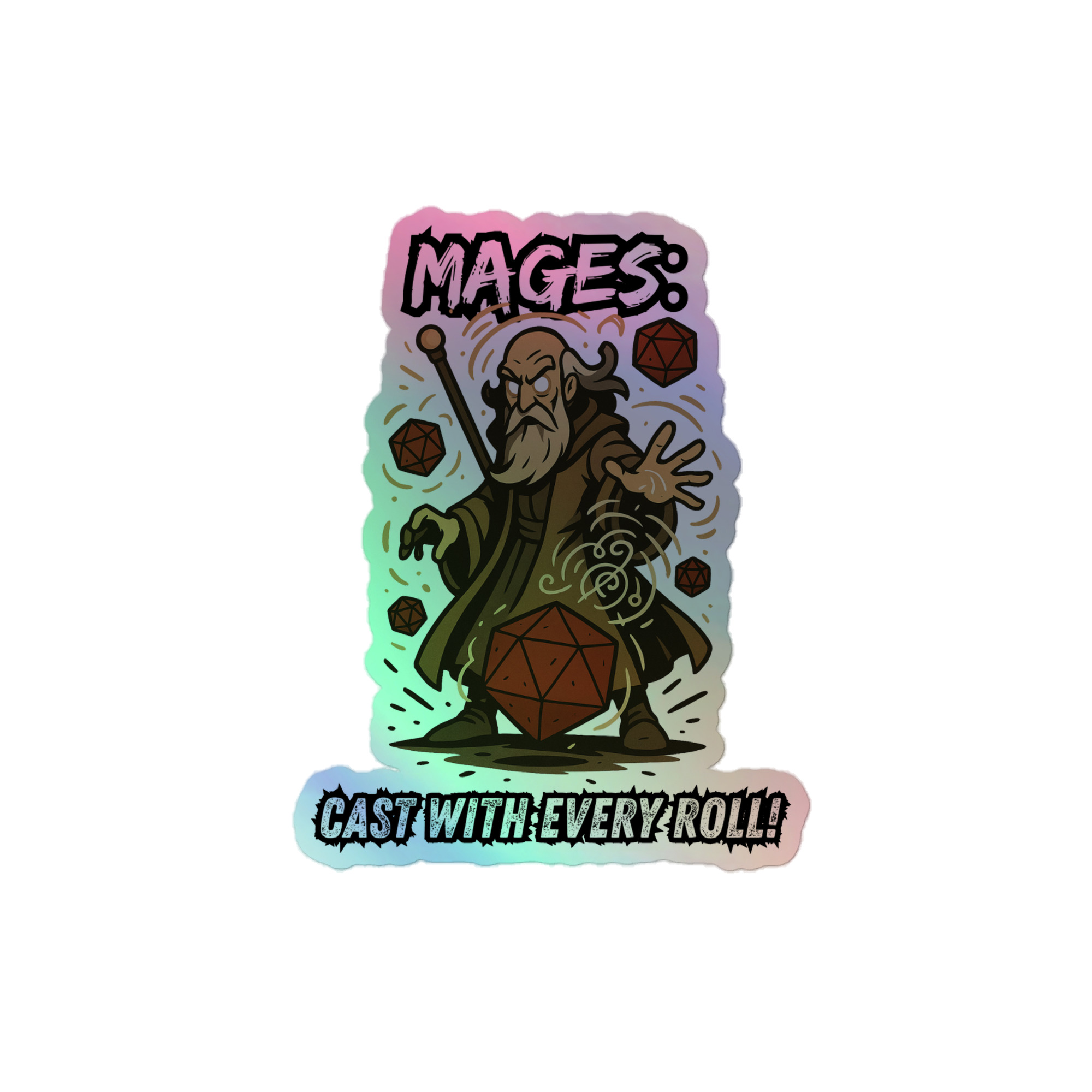 Mages roll with Attitude - Holografische Kiss-Cut Aufkleber 8x8cm | 10x10cm | 14x14cm – Bild 2