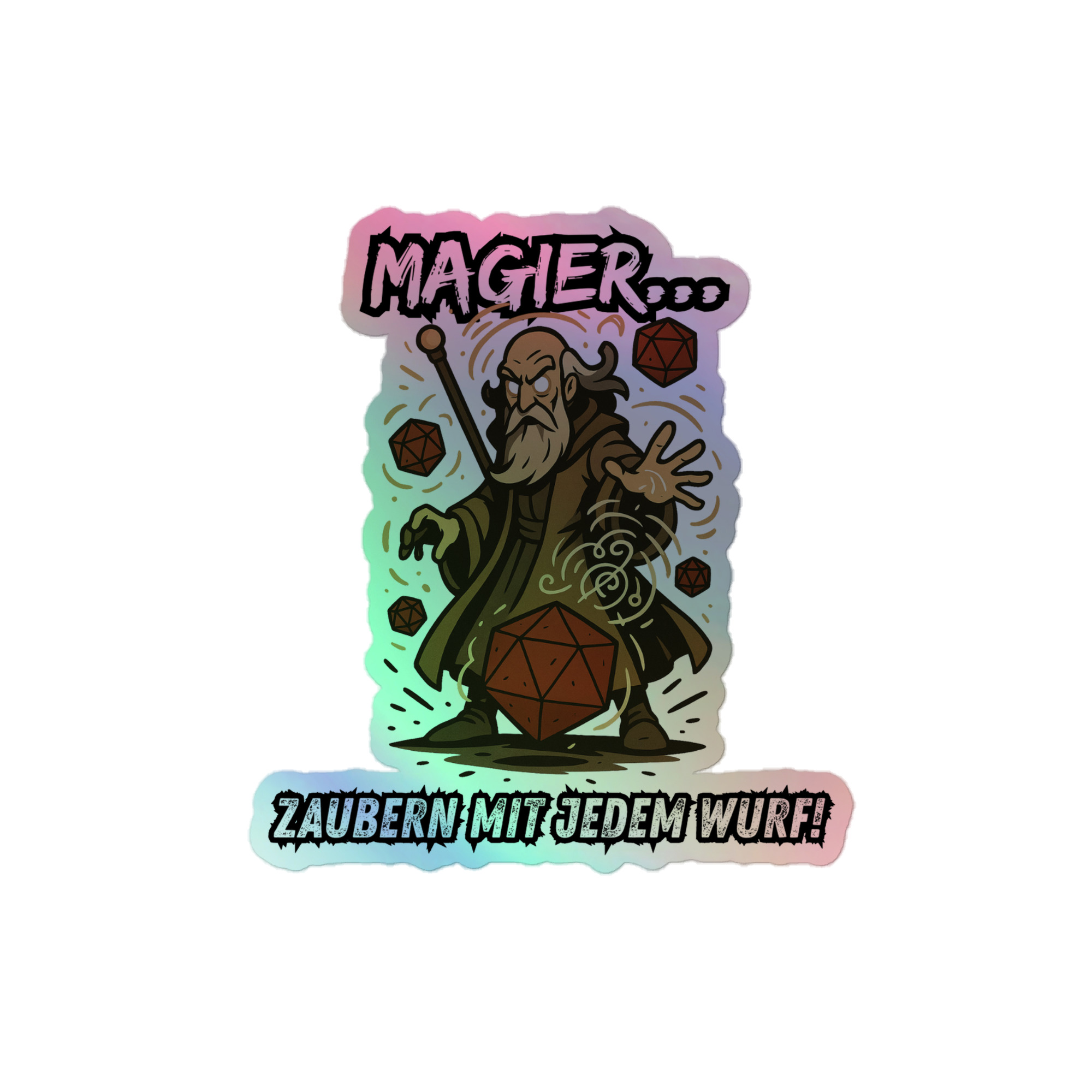 Magier zaubern mit jedem Wurf - Holografische Kiss-Cut Aufkleber 8x8cm | 10x10cm | 14x14cm – Bild 2