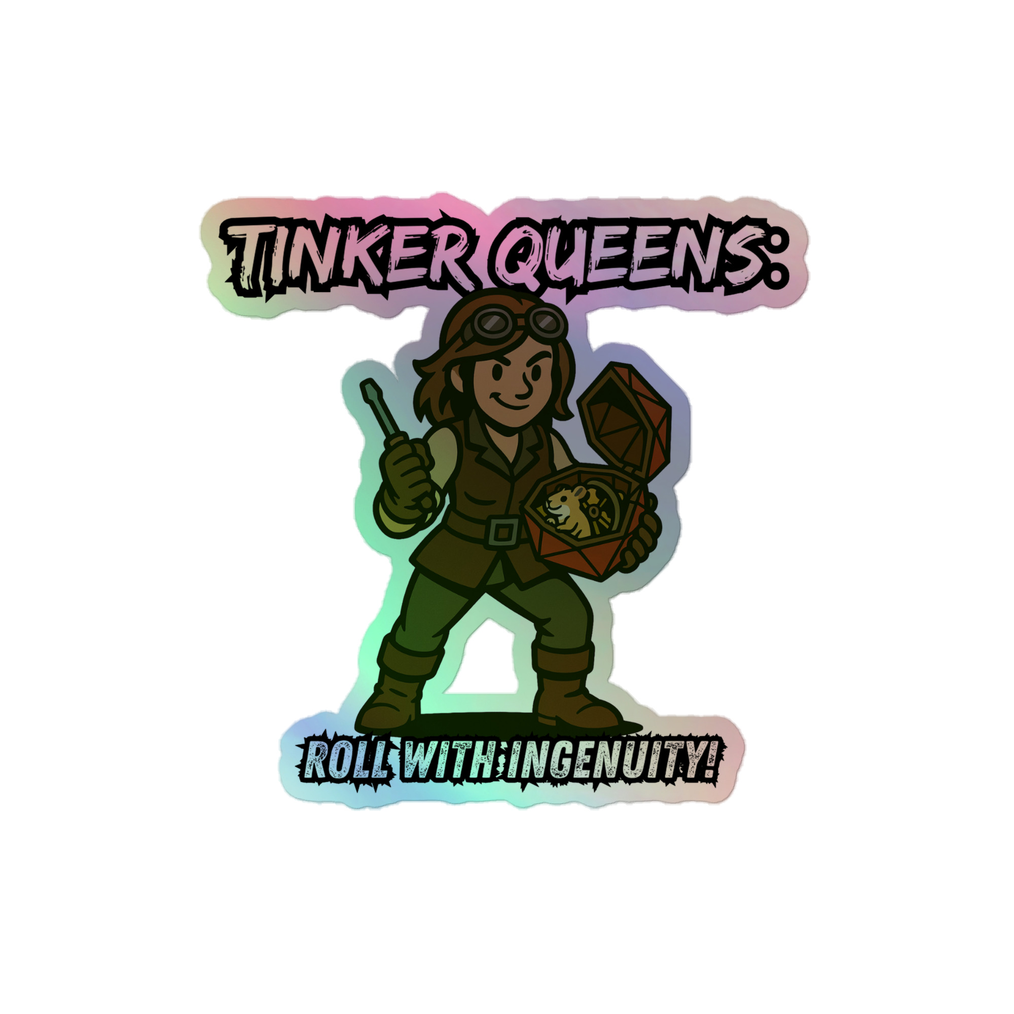 Tinker Queens roll with Attitude - Holografische Kiss-Cut Aufkleber 8x8cm | 10x10cm | 14x14cm – Bild 2