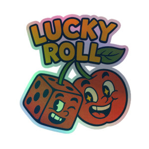 Lucky Roll – Cherries - Holografische Kiss-Cut Aufkleber 8x8cm | 10x10cm | 14x14cm