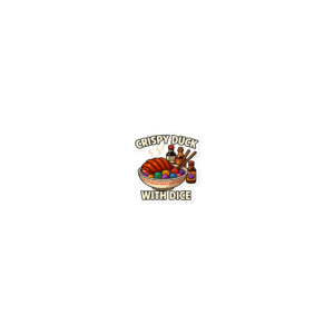 Crispy Duck with Dice - Blasenfreie Aufkleber 3″×3″ | 4″×4″ | 5.5″×5.5″ | 15″×3.75"