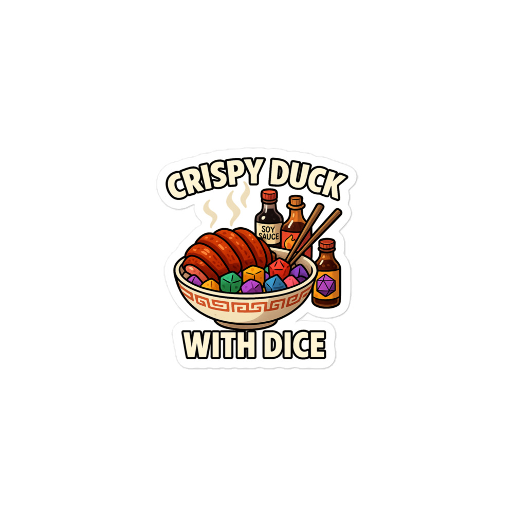 Crispy Duck with Dice - Blasenfreie Aufkleber 3″×3″ | 4″×4″ | 5.5″×5.5″ | 15″×3.75" – Bild 2