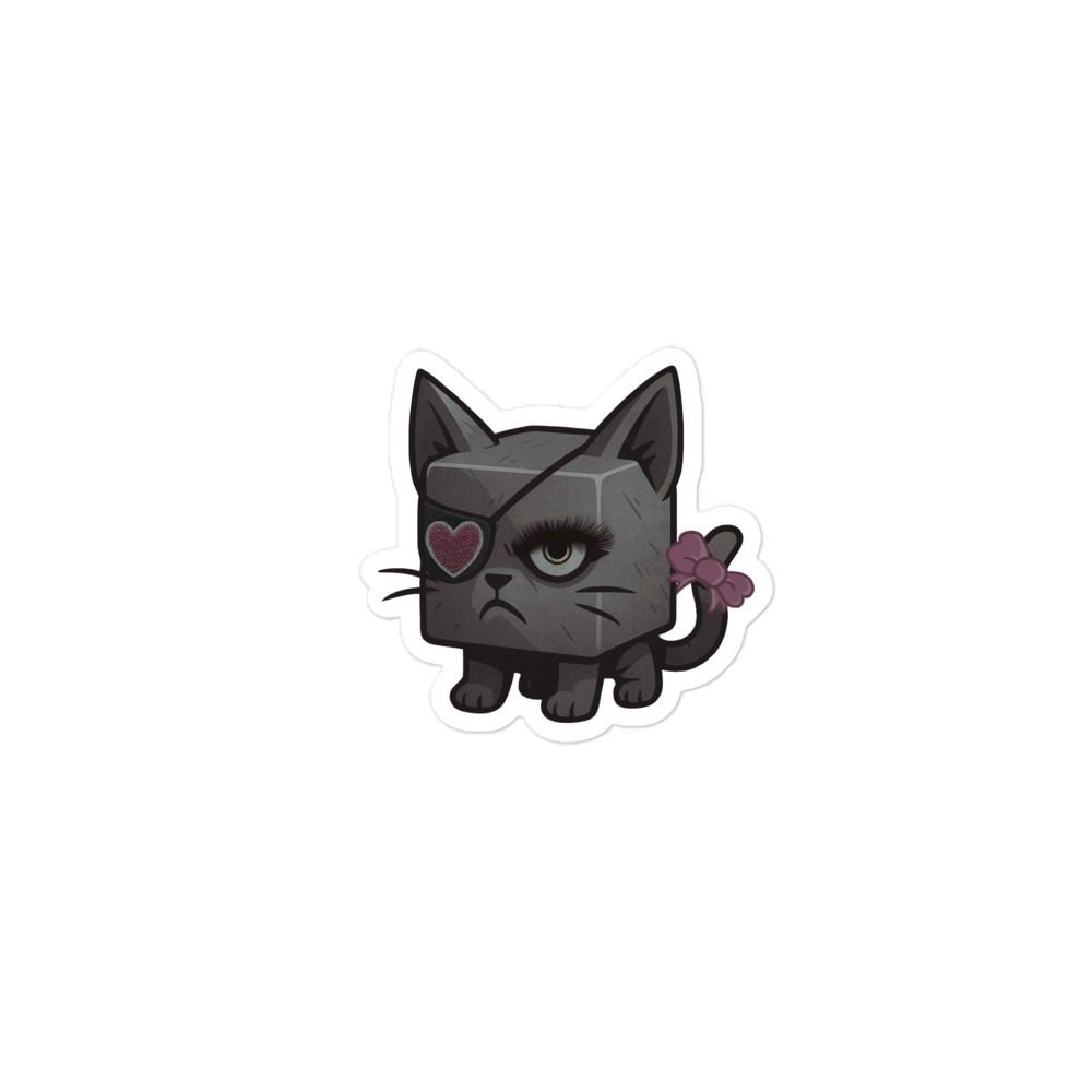 Dicemals Würfelkatze – Düstere Würfelform in Tiergestalt - Blasenfreie Aufkleber 3″×3″ | 4″×4″ | 5.5″×5.5″ | 15″×3.75" – Bild 2
