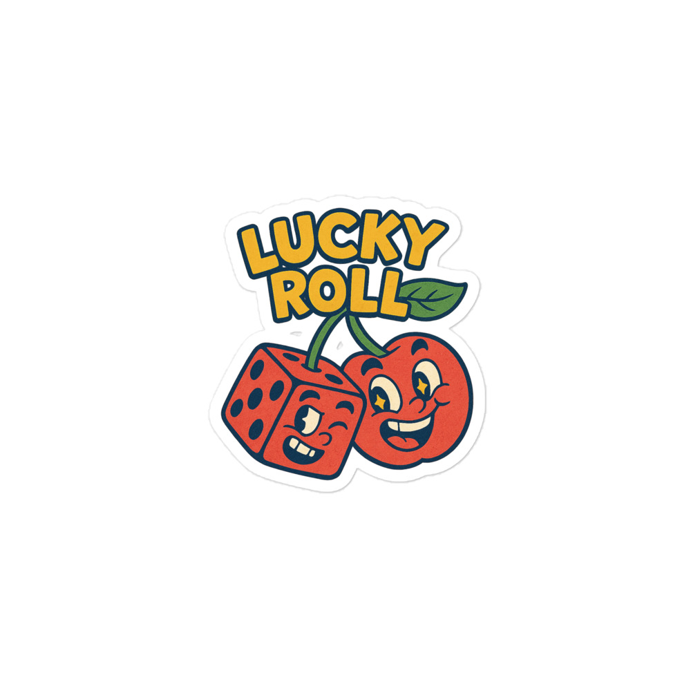 Lucky Roll – Cherries - Blasenfreie Aufkleber 3″×3″ | 4″×4″ | 5.5″×5.5″ | 15″×3.75" – Bild 2