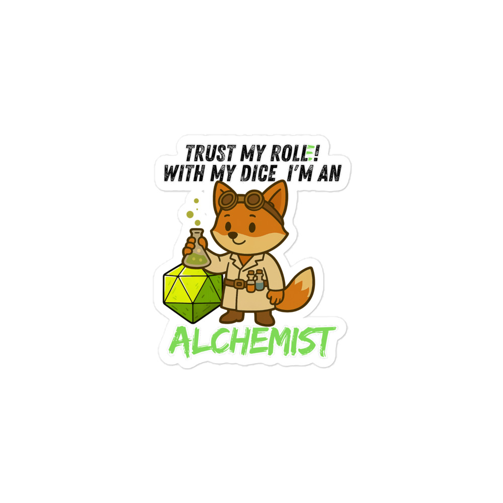 Dicefox Alchemist – Trust my roll(e)! - Blasenfreie Aufkleber 3″×3″ | 4″×4″ | 5.5″×5.5″ | 15″×3.75" – Bild 2