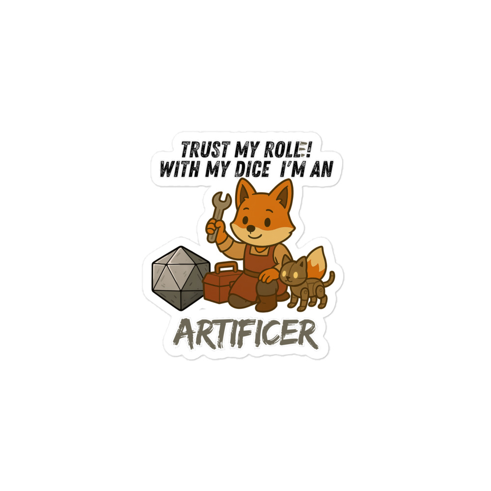 Dicefox Artificer – Trust my roll(e)! - Blasenfreie Aufkleber 3″×3″ | 4″×4″ | 5.5″×5.5″ | 15″×3.75" – Bild 2