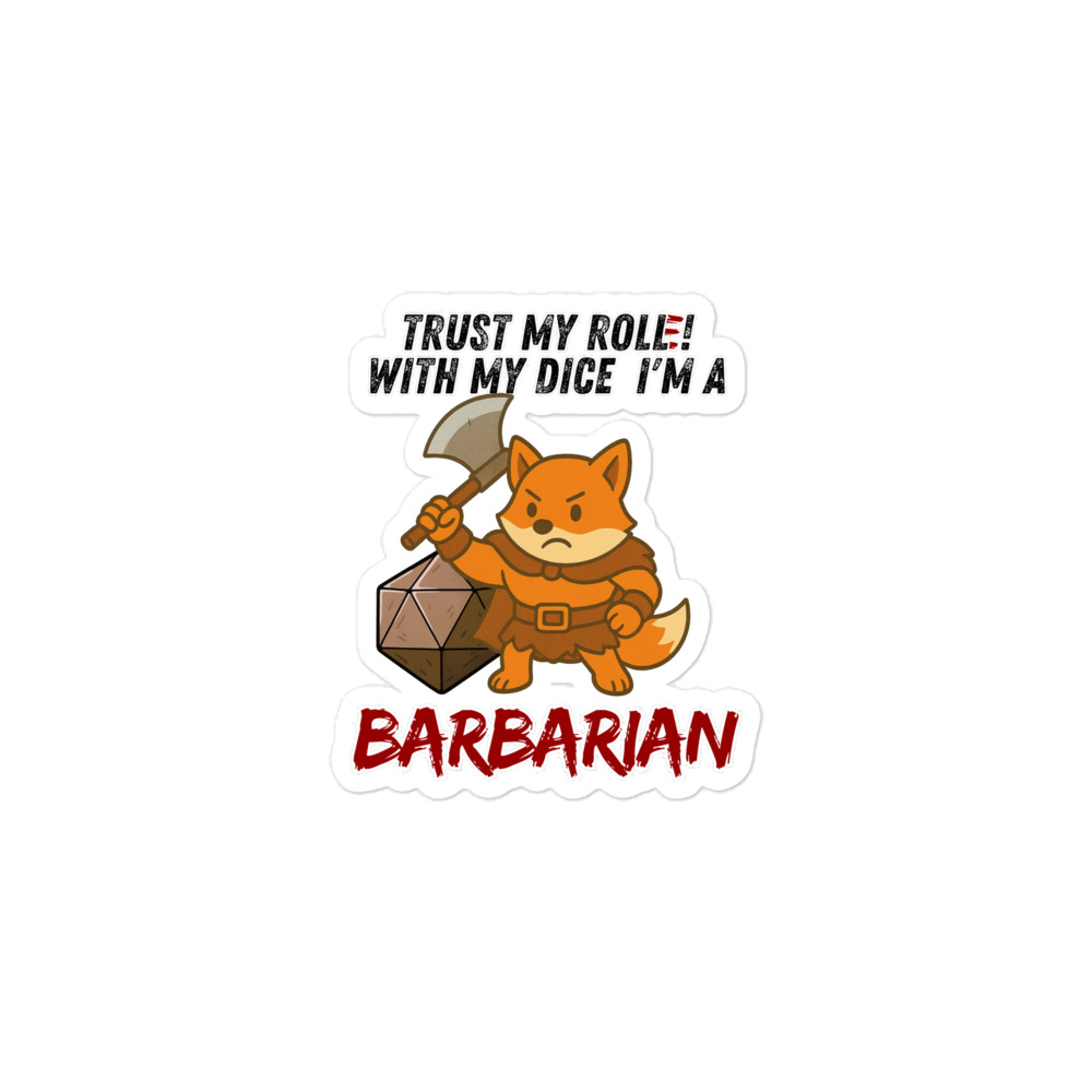 Dicefox Barbarian – Trust my roll(e)! - Blasenfreie Aufkleber 3″×3″ | 4″×4″ | 5.5″×5.5″ | 15″×3.75" – Bild 2