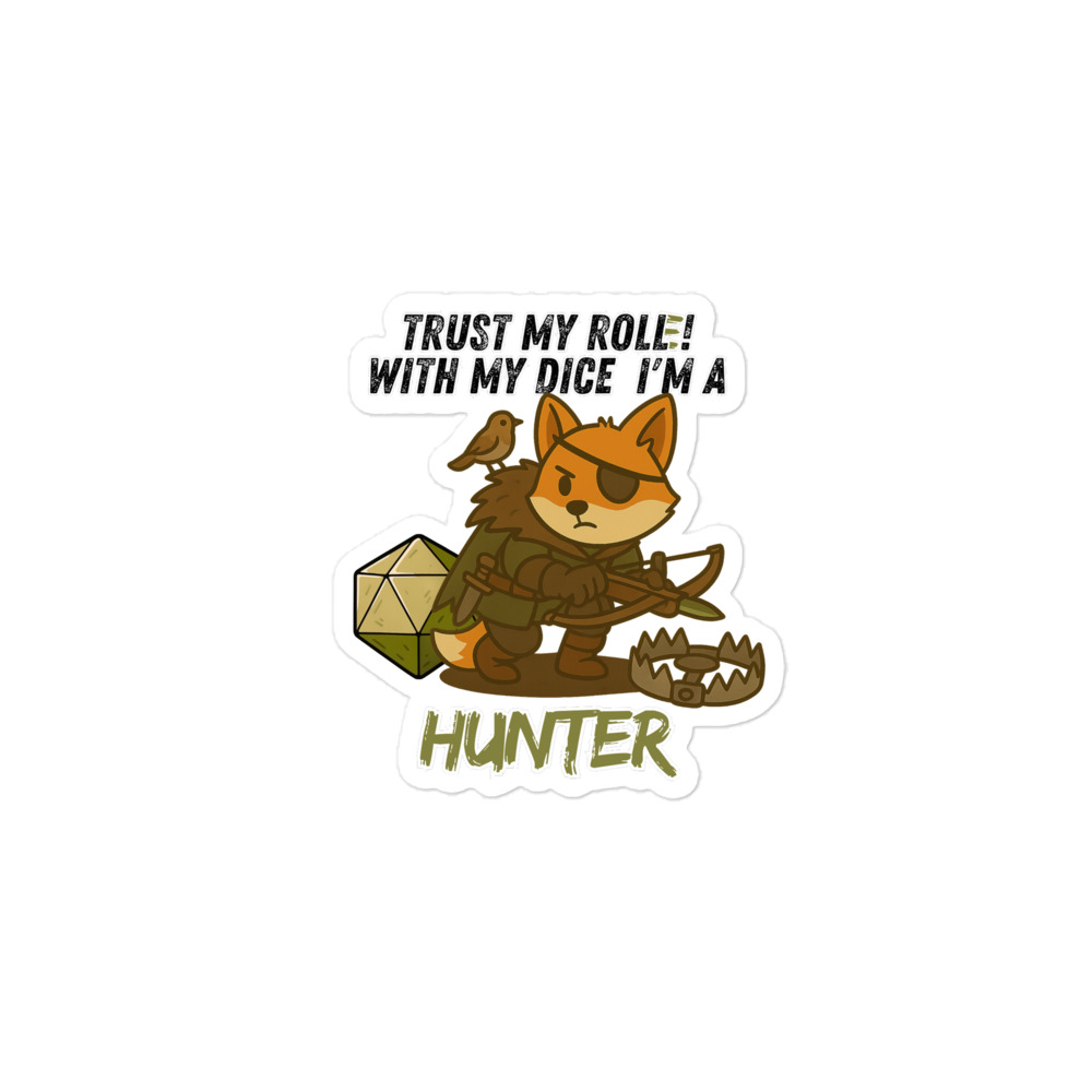Dicefox Hunter – Trust my roll(e)! - Blasenfreie Aufkleber 3″×3″ | 4″×4″ | 5.5″×5.5″ | 15″×3.75" – Bild 2