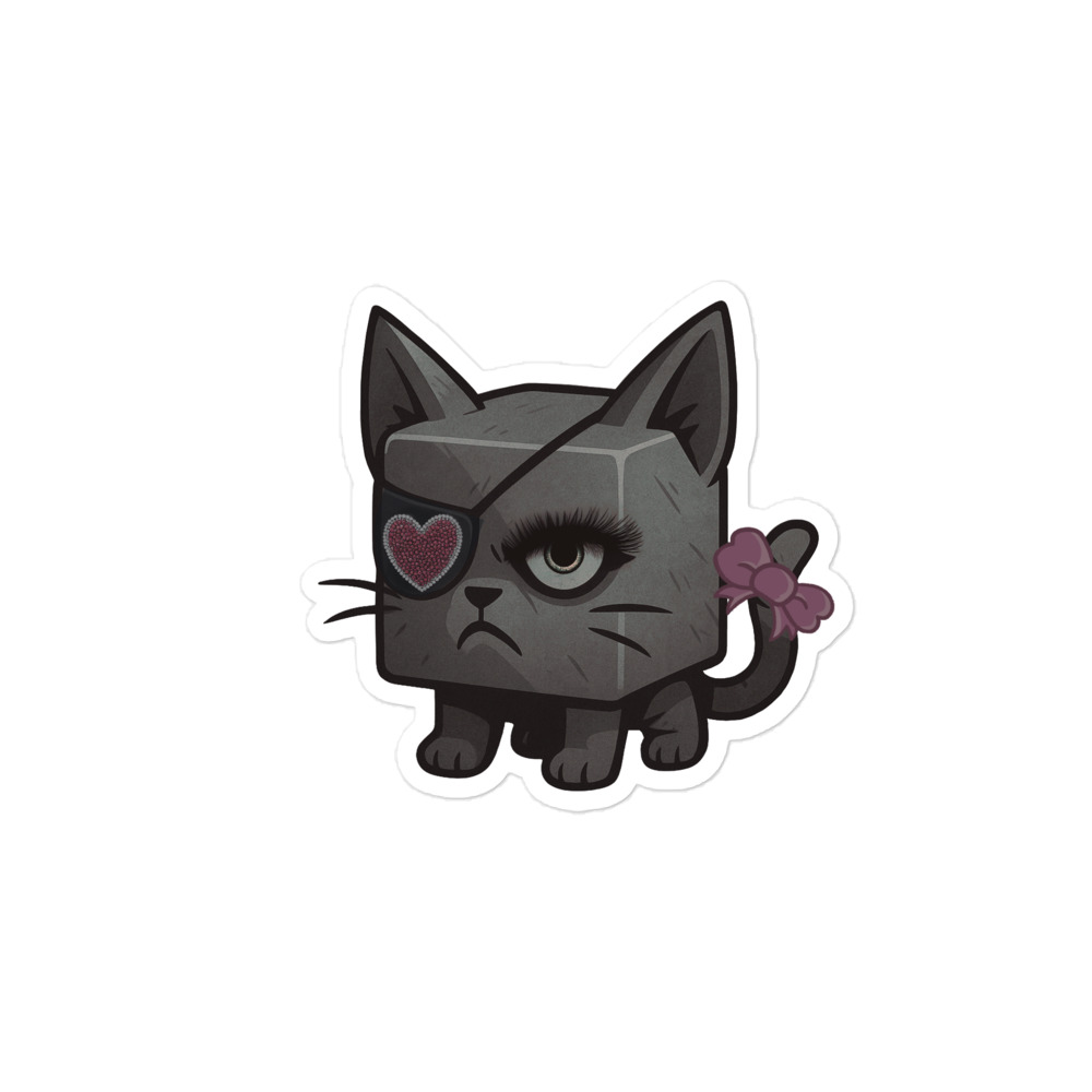 Dicemals Würfelkatze – Düstere Würfelform in Tiergestalt - Blasenfreie Aufkleber 3″×3″ | 4″×4″ | 5.5″×5.5″ | 15″×3.75" – Bild 3