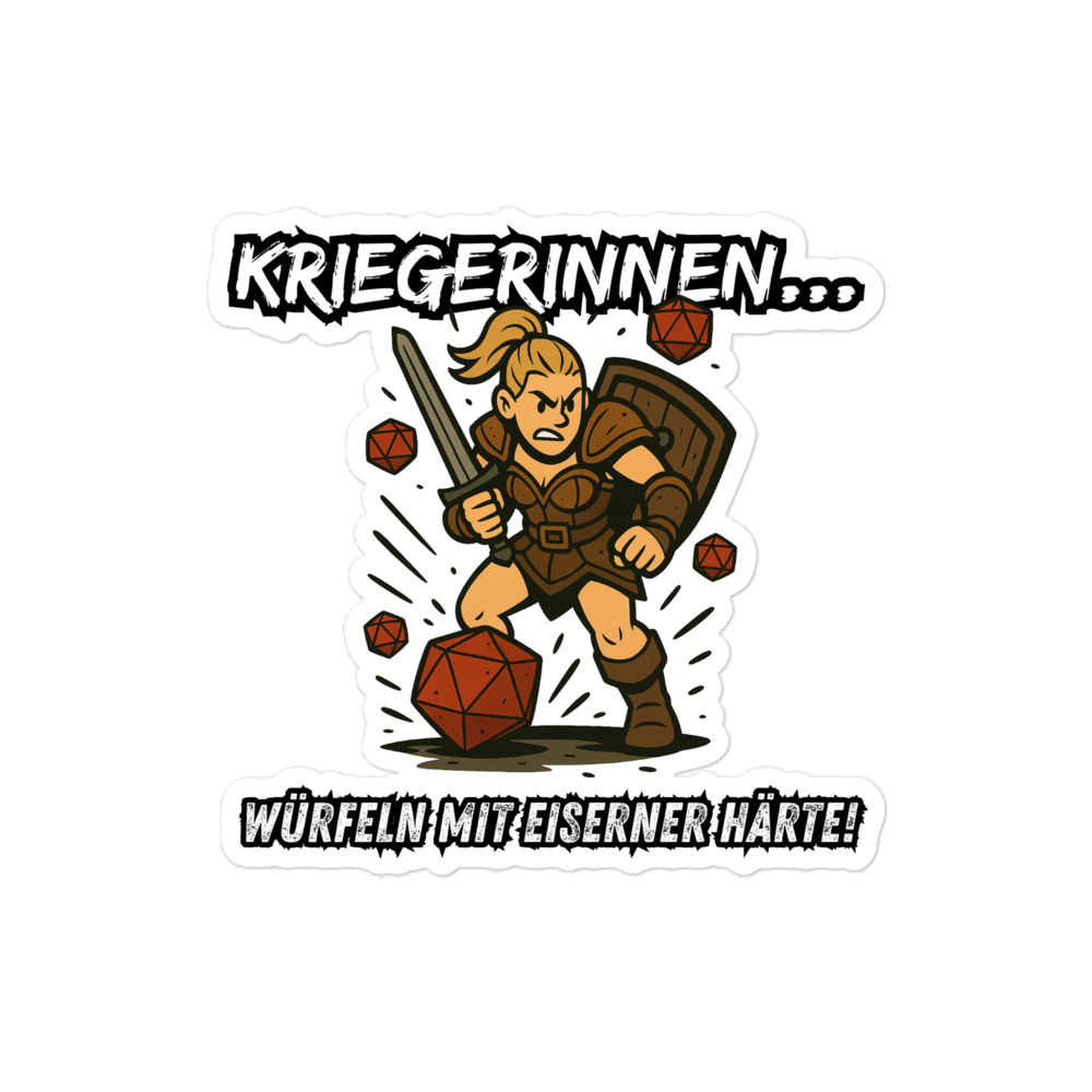 Kriegerinnen würfeln mit eiserner Härte - Blasenfreie Aufkleber 3″×3″ | 4″×4″ | 5.5″×5.5″ | 15″×3.75" – Bild 3