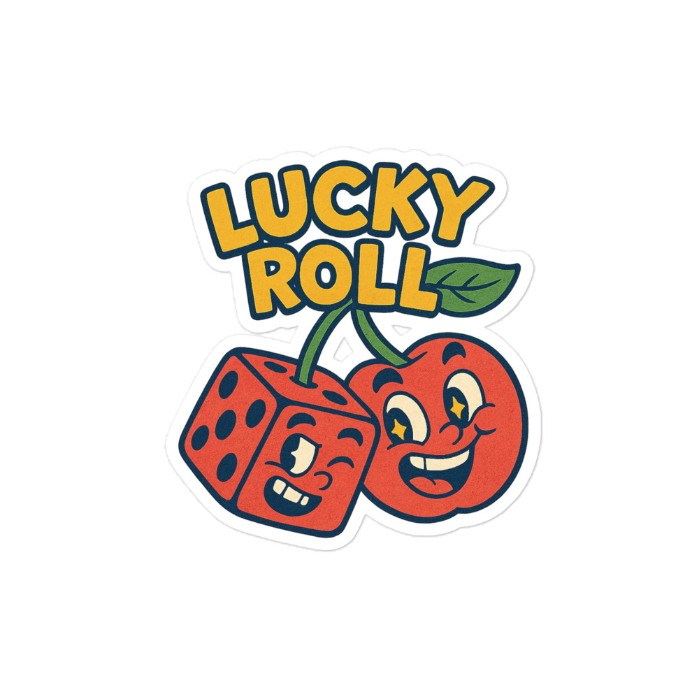 Lucky Roll – Cherries - Blasenfreie Aufkleber 3″×3″ | 4″×4″ | 5.5″×5.5″ | 15″×3.75" – Bild 3