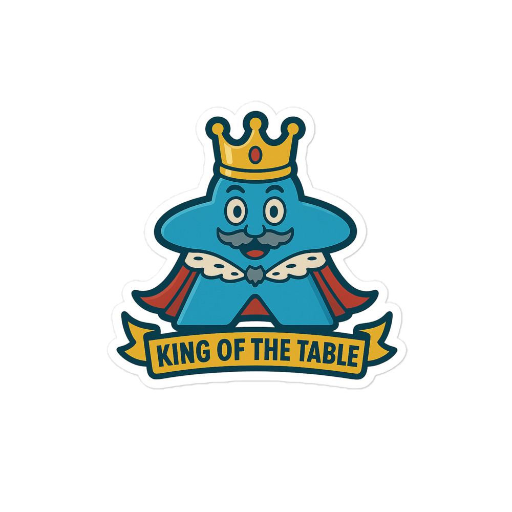King of the Table – Royal Meeple Edition - Blasenfreie Aufkleber 3″×3″ | 4″×4″ | 5.5″×5.5″ | 15″×3.75" – Bild 3