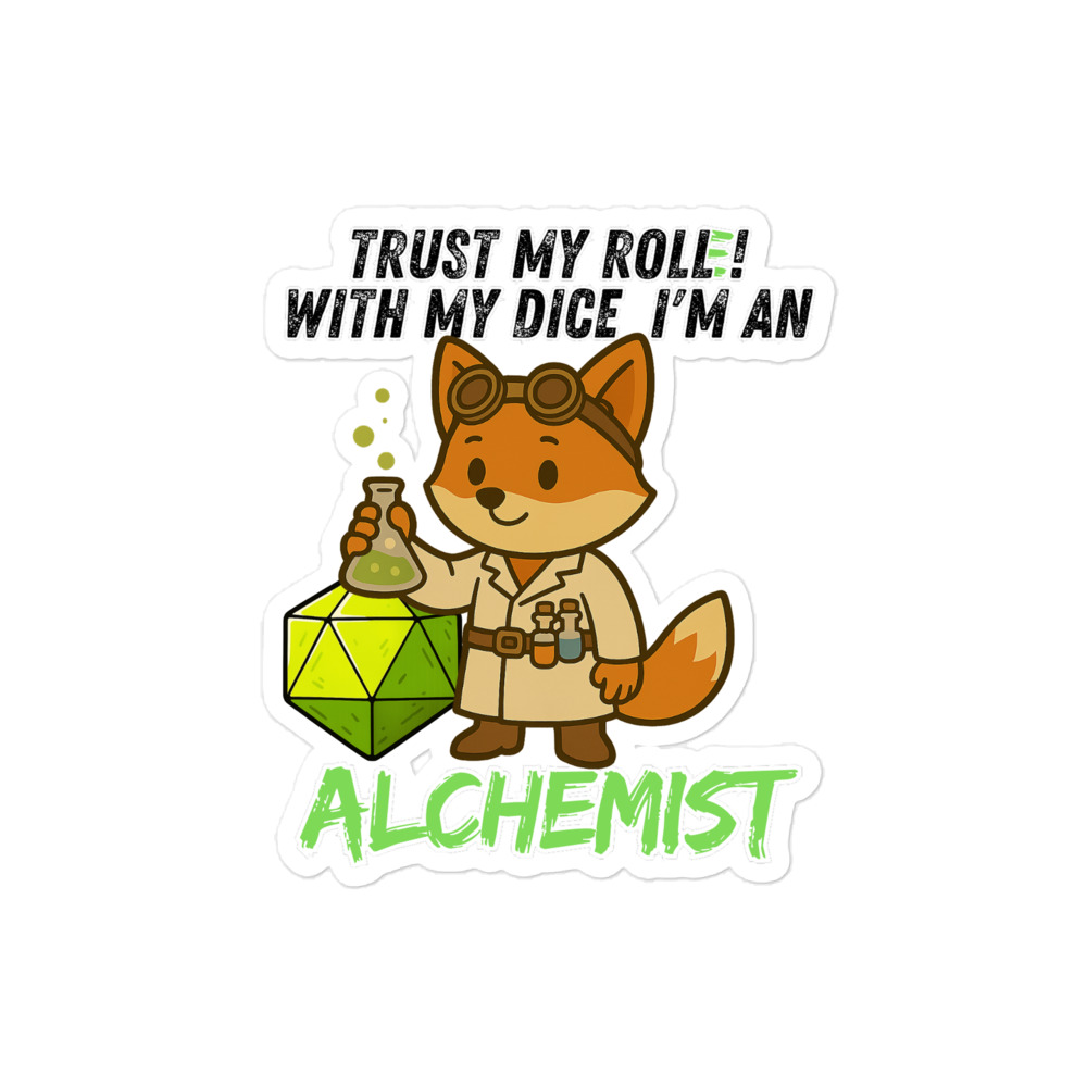 Dicefox Alchemist – Trust my roll(e)! - Blasenfreie Aufkleber 3″×3″ | 4″×4″ | 5.5″×5.5″ | 15″×3.75" – Bild 3