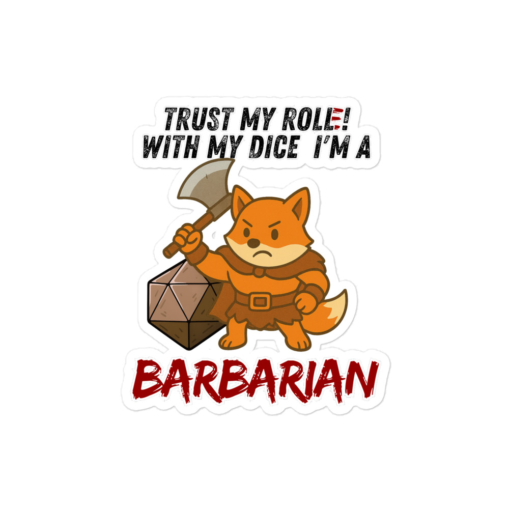 Dicefox Barbarian – Trust my roll(e)! - Blasenfreie Aufkleber 3″×3″ | 4″×4″ | 5.5″×5.5″ | 15″×3.75" – Bild 3