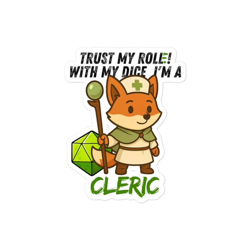 Dicefox Cleric – Trust my roll(e)! - Blasenfreie Aufkleber 3″×3″ | 4″×4″ | 5.5″×5.5″ | 15″×3.75" – Bild 3
