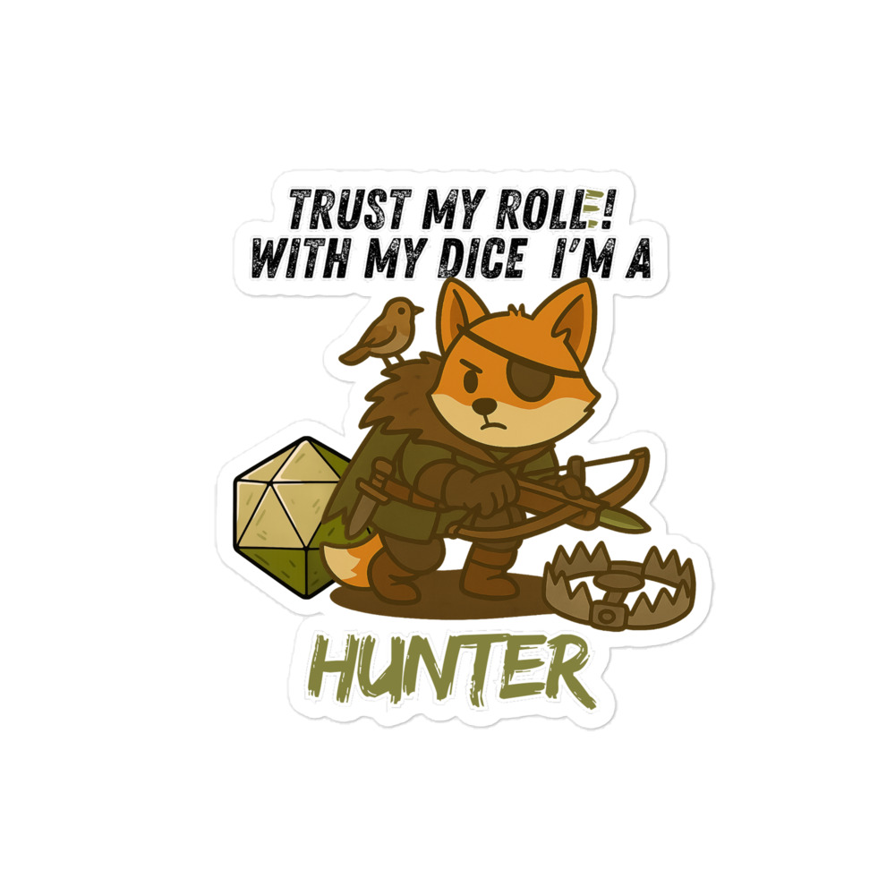 Dicefox Hunter – Trust my roll(e)! - Blasenfreie Aufkleber 3″×3″ | 4″×4″ | 5.5″×5.5″ | 15″×3.75" – Bild 3