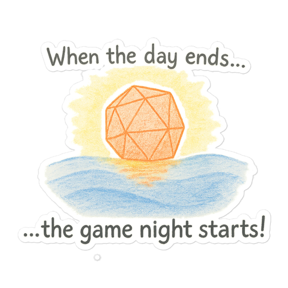 Game Night Starts - Blasenfreie Aufkleber 3″×3″ | 4″×4″ | 5.5″×5.5″ | 15″×3.75" – Bild 4