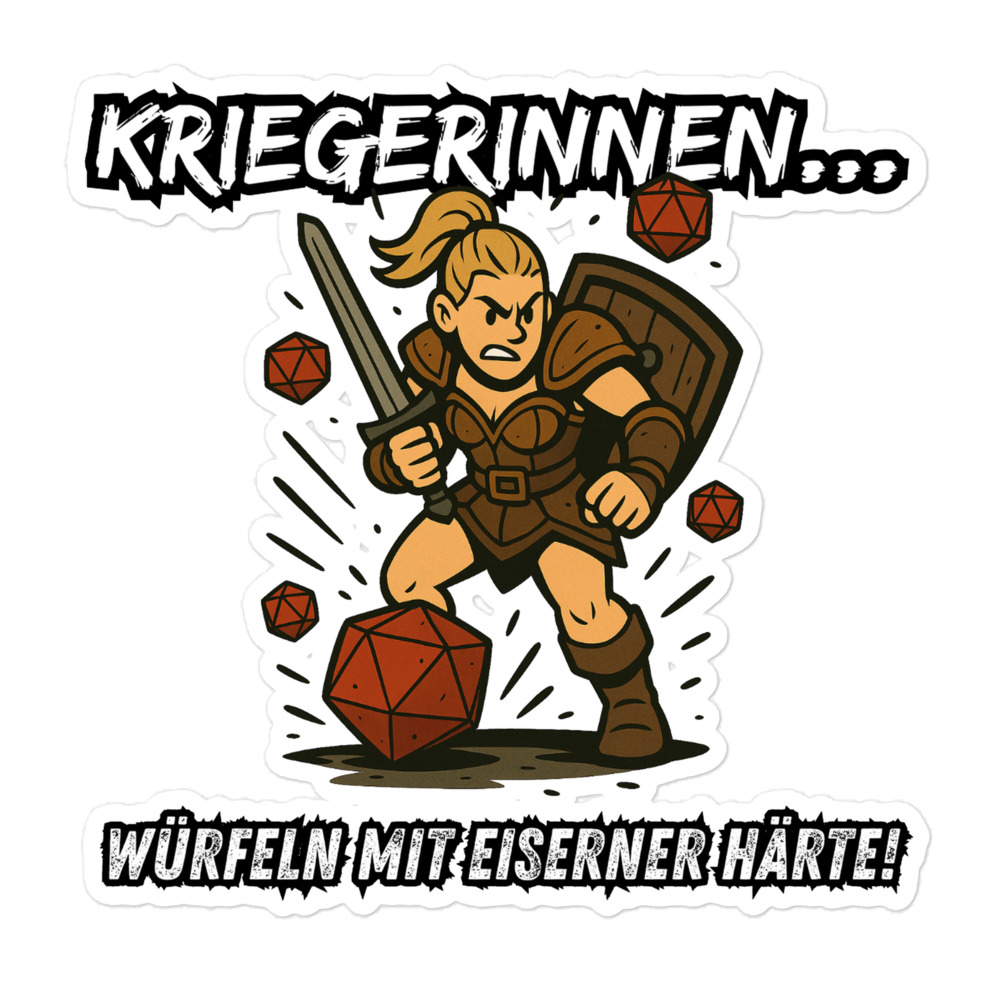 Kriegerinnen würfeln mit eiserner Härte - Blasenfreie Aufkleber 3″×3″ | 4″×4″ | 5.5″×5.5″ | 15″×3.75" – Bild 4