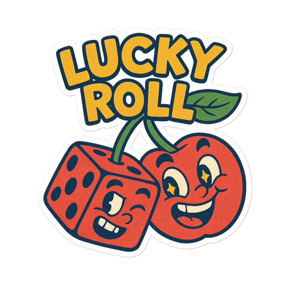Lucky Roll – Cherries - Blasenfreie Aufkleber 3″×3″ | 4″×4″ | 5.5″×5.5″ | 15″×3.75" – Bild 4