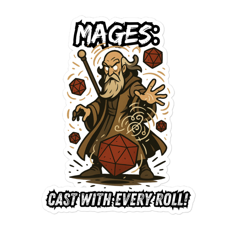 Mages roll with Attitude - Blasenfreie Aufkleber 3″×3″ | 4″×4″ | 5.5″×5.5″ | 15″×3.75" – Bild 4