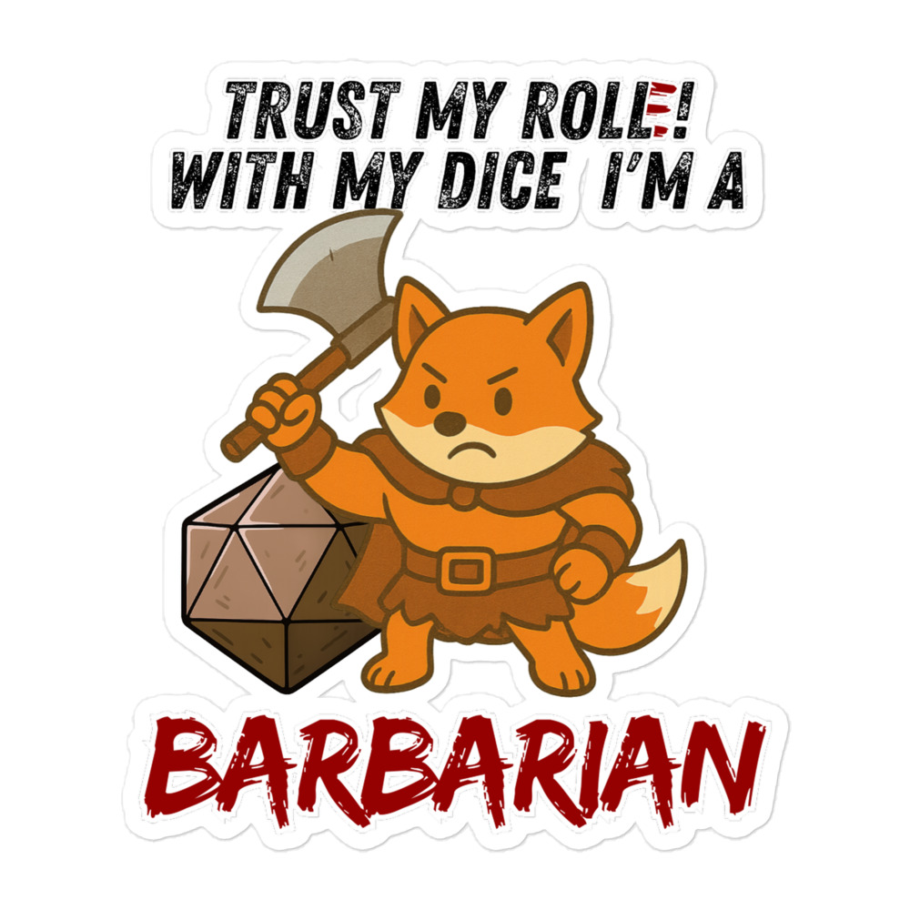 Dicefox Barbarian – Trust my roll(e)! - Blasenfreie Aufkleber 3″×3″ | 4″×4″ | 5.5″×5.5″ | 15″×3.75" – Bild 4