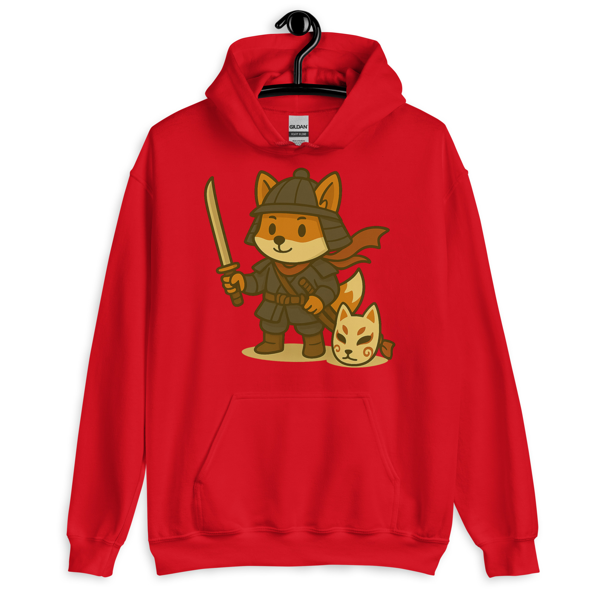 Fox Samurai - DTF-Unisex-Kapuzenpullover – Bild 8