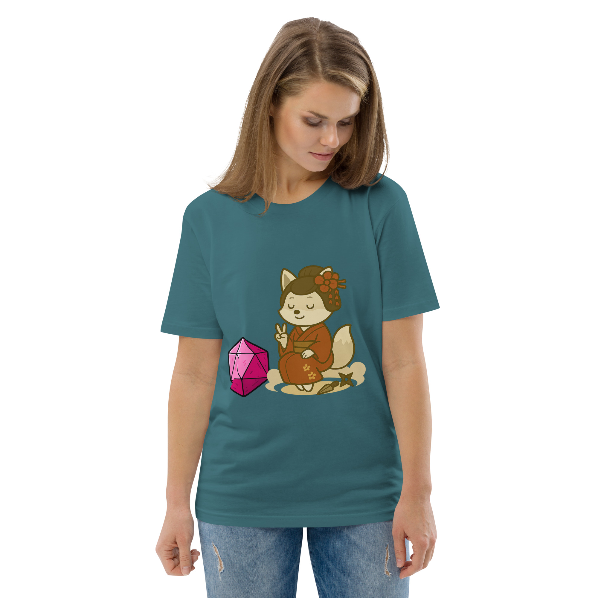 Dicefox Konoishi - DTF-Unisex-Bio-Baumwoll-T-Shirt – Bild 50